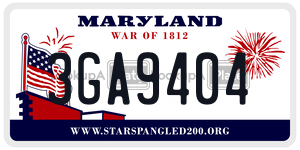 3GA9404 license plate in Maryland