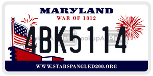 4BK5114 license plate in Maryland