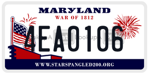 4EA0106  license plate in MD
