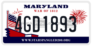 4GD1893 license plate in Maryland