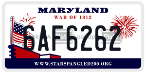 6AF6262 license plate in Maryland