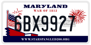 6BX9927 license plate in Maryland