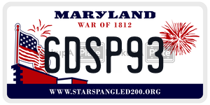 6DSP93 license plate in Maryland
