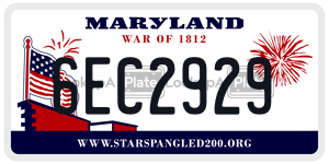 6EC2929 license plate in Maryland