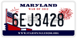 6EJ3428 license plate in Maryland