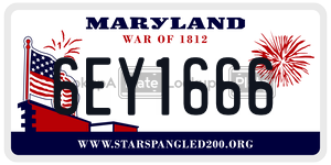 6EY1666  license plate in MD