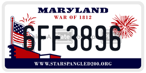 6FF3896 license plate in Maryland