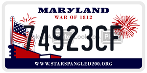 74923CF  license plate in MD