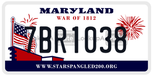 7BR1038 license plate in Maryland