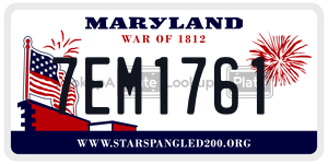 7EM1761 license plate in Maryland