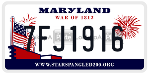 7FJ1916  license plate in MD