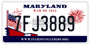 7FJ3889 license plate in Maryland