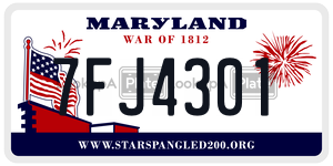 7FJ4301 license plate in Maryland