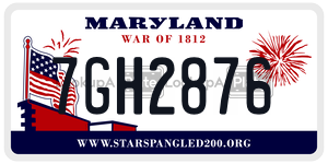 7GH2876 license plate in Maryland