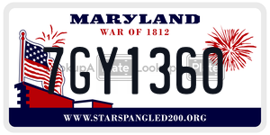 7GY1360  license plate in MD