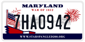 7HA0942  license plate in MD