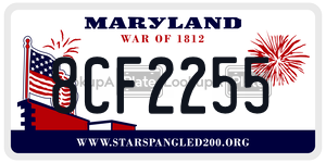8CF2255  license plate in MD