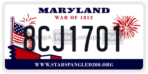 8CJ1701 license plate in Maryland