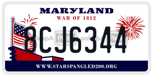8CJ6344 license plate in Maryland