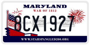 8CX1927 license plate in Maryland