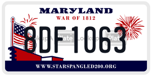 8DF1063  license plate in MD