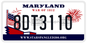 8DT3110  license plate in MD