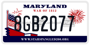 8GB2077 license plate in Maryland