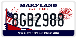 8GB2988  license plate in MD