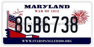 8GB6738 license plate in Maryland