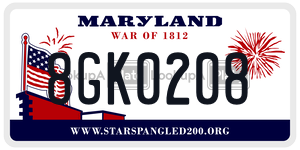 8GK0208  license plate in MD