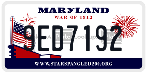 9ED7192 license plate in Maryland