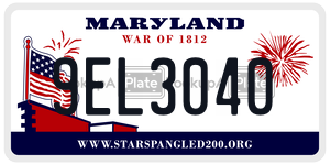 9EL3040 license plate in Maryland
