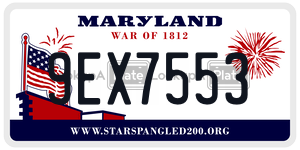 9EX7553 license plate in Maryland
