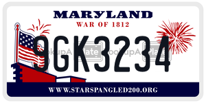 9GK3234  license plate in MD
