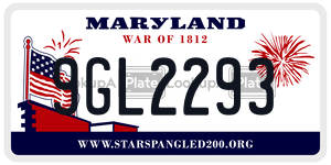 9GL2293  license plate in MD