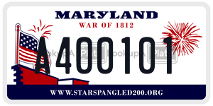 A400101 license plate in Maryland