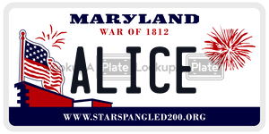 ALICE  license plate in MD
