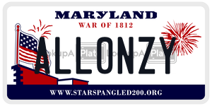 ALL0NZY license plate in Maryland