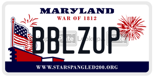 BBLZUP license plate in Maryland