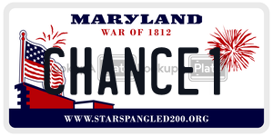 CHANCE1 license plate in Maryland