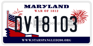 DV18103 license plate in Maryland