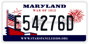 E54276D license plate in Maryland