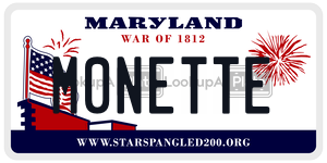 M0NETTE license plate in Maryland