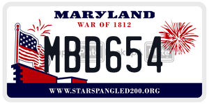 MBD654 license plate in Maryland