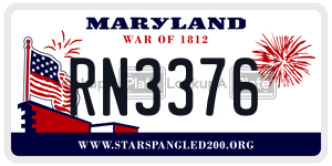 RN3376  license plate in MD