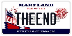 THEEND license plate in Maryland