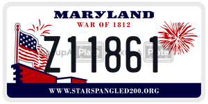 Z11861 license plate in Maryland