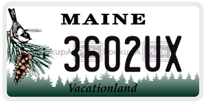 3602UX license plate in Maine