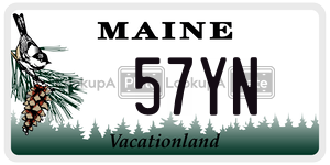 57YN license plate in Maine