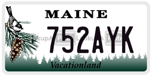 752AYK license plate in Maine